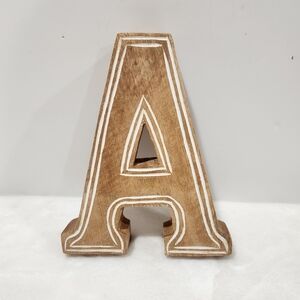 Wooden Block Letter Monogram Initial Rustic Etched Home Decor